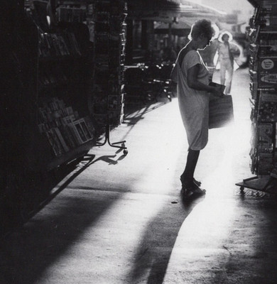Market Aisle Backlit Silhouette NYC Street Photography 1985 Gelatin Silver Print