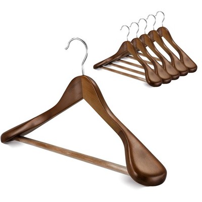 Verahaus Premium Wooden Hangers 6-Pack   Wide Shoulder 6, Vintage Wood