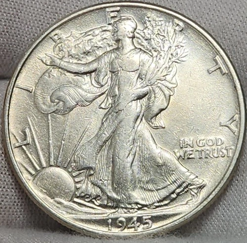 1945 P Walking Liberty Half Dollar - 90% Silver - AU Condition - WL-4518