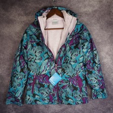 Columbia Interchange Jacket Girls Large 14/16 Blue Purple Camo Omni-Heat Snow