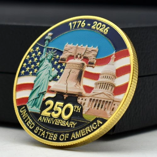 USA 250th Anniversary 1776-2026 Golden Coin Liberty Bell Statue White House