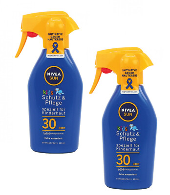 Nivea Sun Kids Schutz und Pflege Spray Sonnenschutz, Sonnenspray  LF30, 2x300 ml