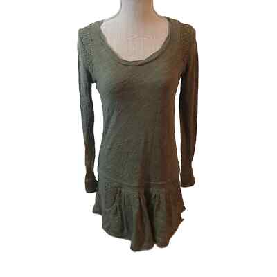 Free People Beach Sweet Nothing Heathered Olive Green Drop Waist Mini Dress  XS | eBay