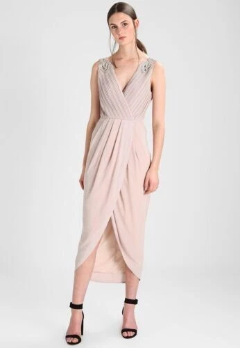 VALENTINO Abito avvolgente TFNC Valentina Midi nudo UK 12 pezzi £59 99 DH8 PP 12