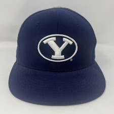 BYU Brigham Young University Zephyr Blue Mens Fitted Baseball Hat Cap Size Small