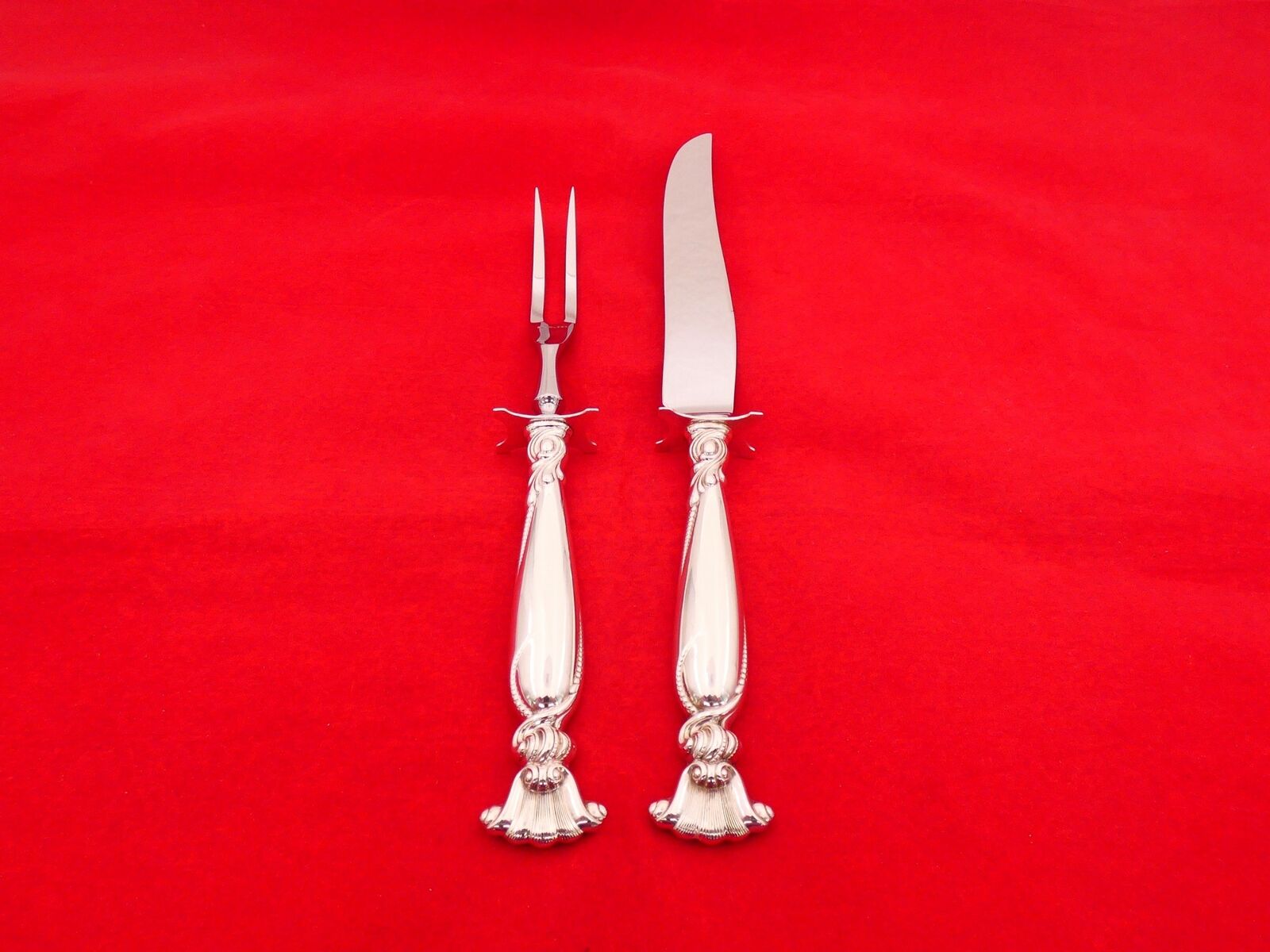 Wallace Sterling Silver Romance of the Sea 2 Piece Carving Set RF-23