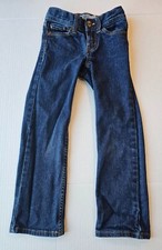 OshKosh B'Gosh Jeans Girls Size 6 Slim Snap Button Built In Belt Dark Wash Denim