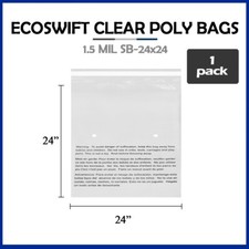 1 24x24 LARGE EcoSwift Self Seal Suffocation Warning Clear Poly Bags Free Ship