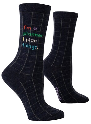 Blau Q I'm a Planner Crew-Socken Damen 4-9 tolles Geschenk