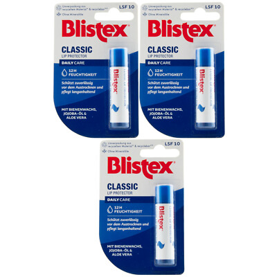 Blistex CLASSIC Lippenbalsam 3 x 4,25g -LSF10 -Schutz & Pflege -12h Feuchtigkeit