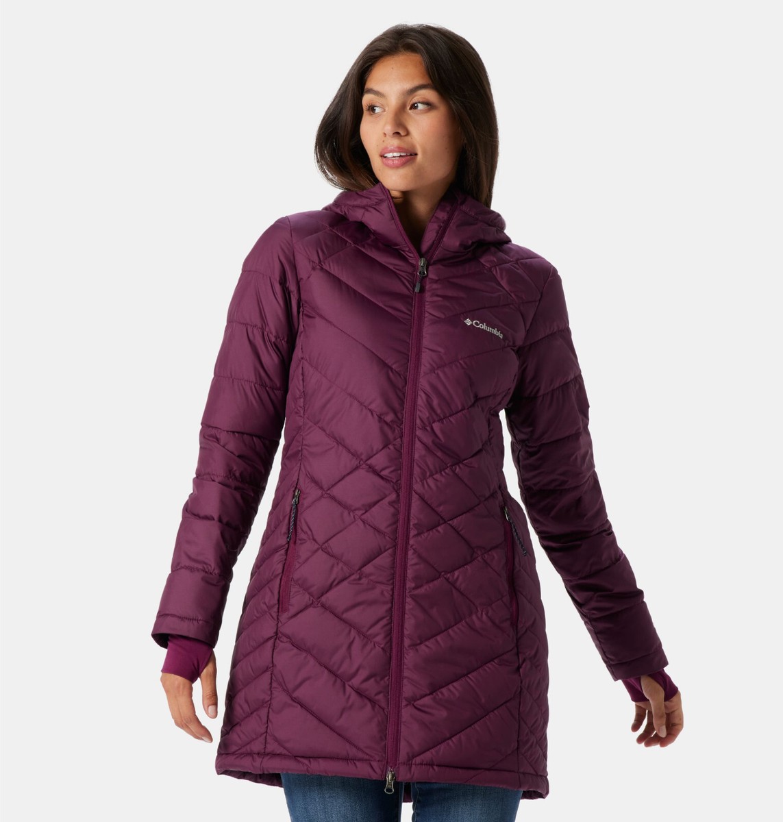 NWT Columbia Heavenly Long Hooded Jacket Marionberry Omni-Heat