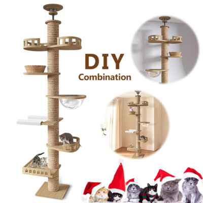 Floor To Ceiling Cat Tower Cat Tree Multi-Layer Height Adjustable Pet Supplies