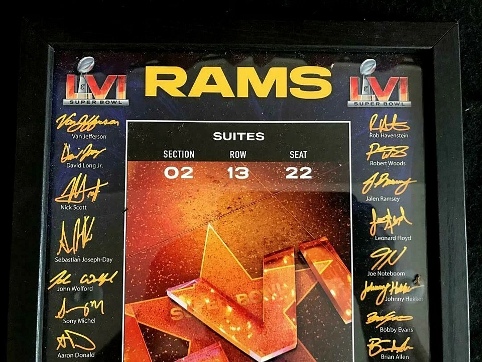 NFL Super Bowl LVI Los Angeles Rams Firma Boleto Numerado Artículo con Licencia  Foto 3 de 4