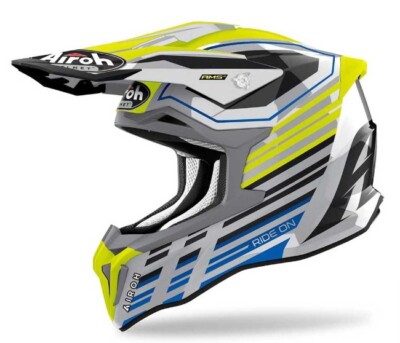 neuer Helm Airoh Strycker Shaded Yellow Cross Motocross Motard Enduro Gr. S