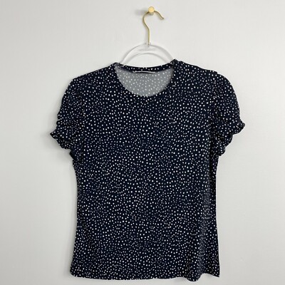 Max Mara Women s Top Size M Irregular Polka Dot Print Blouse  ''Puffed'' Sleeve