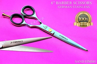 CYNAMED 6IN BARBER SCISSORS WITH REMOVABLE FINGER REST BEAUTY SALON TOOLS GERMAN STEEL