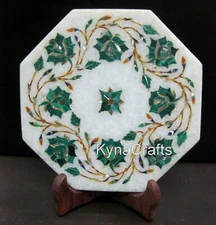 6 x 6 Inches Marble Tea Pot Stand , Malachite Stone Placemat , Customized Plate
