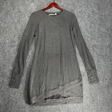 Athleta Criss Cross Sweatshirt Dress Womens Small Gray Knit Stretch Thumb Holes