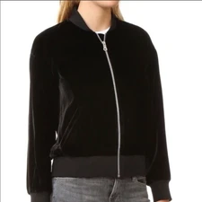 NEW LA Hearts Womens Size XS-S-M Black Velour Lightweight style Zip up Jacket