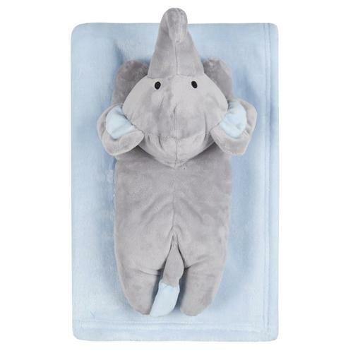 Personalised Embroidered New Born Baby Boy Girl Blanket Blue Pink With Elephant - Picture 2 of 7
