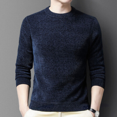 Men Knitted Basic Top Bottoming Shirt Sweater Jumper Solid Knitwear Casual Chic