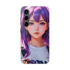 Cute Anime Girl Tough for iPhone Plus Samsung, Kawaii Manga Phone Case.