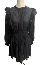 Ulla Johnson Dorithie Mini Dress Eyelet Embroidered Ruffle Lace Cotton Black 4