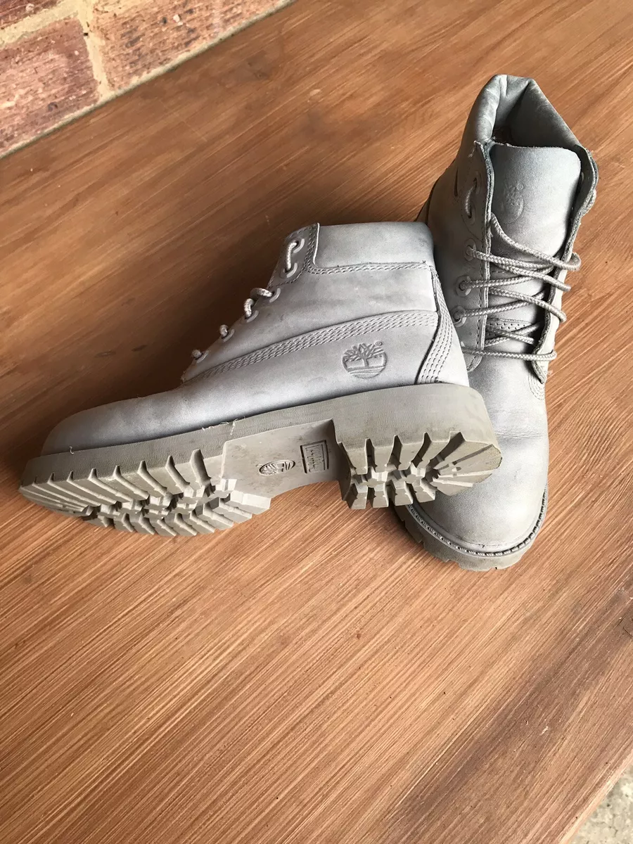 Timberland Premium 6 Inch Youth Kids Lace Up Grey Nubuck Leather