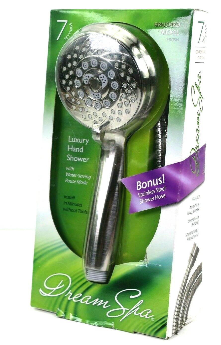 New Dream Spa Luxury Hand Shower Brushed Nickel Plated Finish 7 setting SS Hose-image