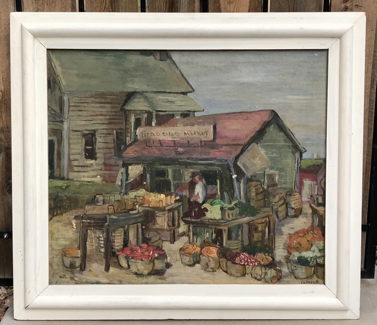 Original 1936 “Roadside Market” Minnesota MN Oil Painting by - Main Image