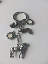 Horse Keychain With Awveral Charms Silvwe Color
