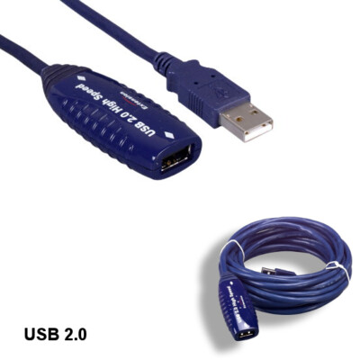 Kentek Blue 16' Active Repeater USB 2.0 Type A Cable w/ NEC UPD720114 Chip