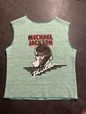 VTG Michael Jackson THRILLER Sleeveless Sweatshirt Screenprint Tour Shirt SMALL