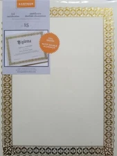 Lot of 6 - Printable Ceriticate Dipolma Paper Ivory Gold Leaf 15 Pack Award Grad