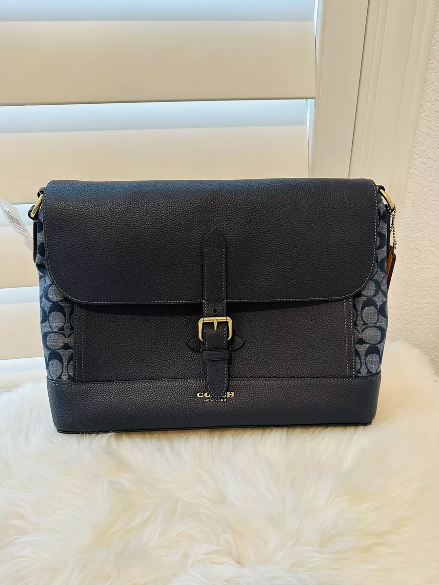 NWT Coach Hudson Messenger Bag Crossbody In Signature Chambray c8181 $595 Large