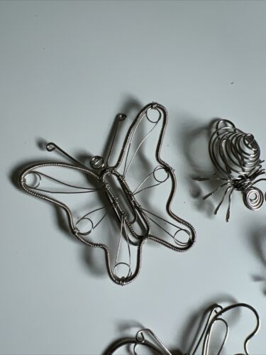 Vintage Wire Bug Paperclip Paper Clip Lot Fancy Silver Metal Butterfly Teacher - Picture 3 of 6