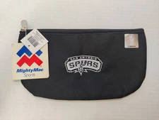 Mighty Mac Sports NBA San Antonio Spurs Black Zipper Pouch NWT 9.25" × 5"