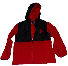 Polo Ralph Lauren Fleece Boys Jacket Size 7 Red/ Black Hooded Zip