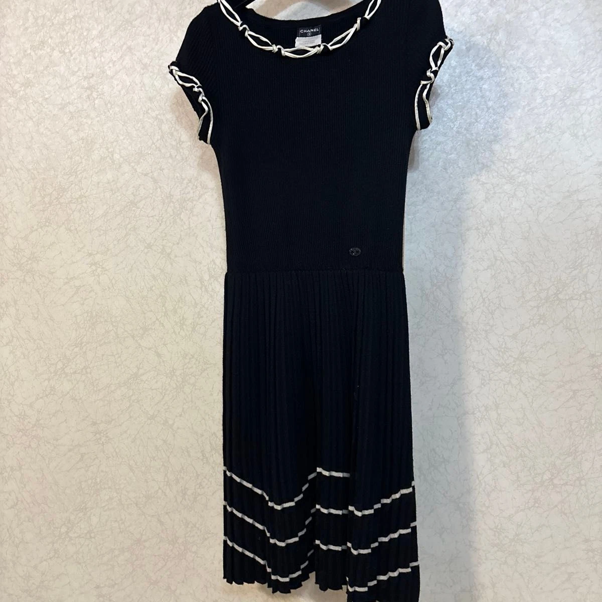Chanel — CHANEL Cashmere Dress 36 Black Knit One Piece Women's Luxury Japan SR1950