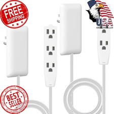 LIDER Flat-Face Outlet Extender, 3 Receptacles, 3ft Cord, 1625W, Ultra-Thin ...