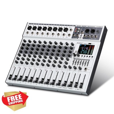 BOMGE 12 Channel Audio Mixer, DJ Board, Bluetooth, MP3, USB Recording