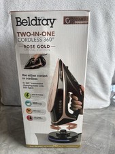 Beldray 2600W 2-in-1 Cordless Steam Iron with Corded/Cordless Rose Gold Used