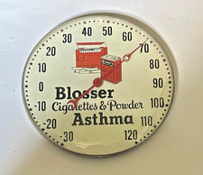 RARE VINTAGE BLOSSER CIGARETTES POWDERS ASTHMA THERMOMETER SIGN AD PAM CLOCK C0