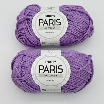 Drops Paris Uni Colour 100% cotton yarn Lilac #5 lot of 2 (82 yds ea)