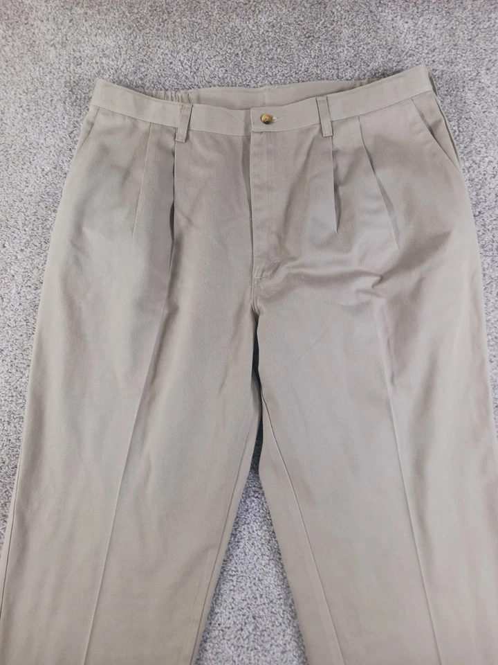 Pantalones de vestir legendarios dorados caquis 40x32 para hombre plisados dorados Foto 2 de 4