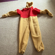 Winnie the Pooh Hooded Costume Jumpsuit Complete Outfit Red Yellow Unisex