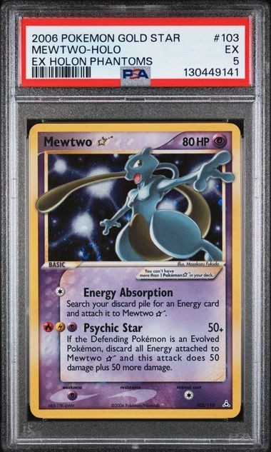 POKEMON 2006 EX HOLON PHANTOMS MEWTWO GOLD STAR #103 HOLO PSA 5 view 1