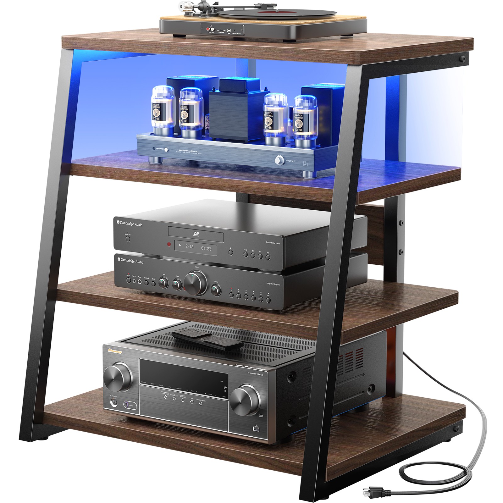 Stereo Cabinet Audio-video Tower W/ Power Outlet