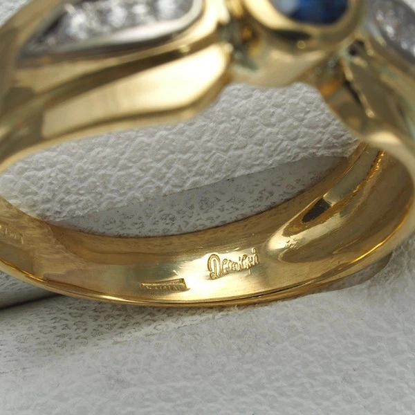 Auténtico Anillo DAMIANI Zafiro Diamante Bicolor De Colección US6-6.25 18K YG/WG Foto 4 de 4