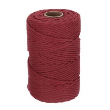 5mm x 164 Yard Wine Red Natural Cotton Macrame Rope, Single Strands